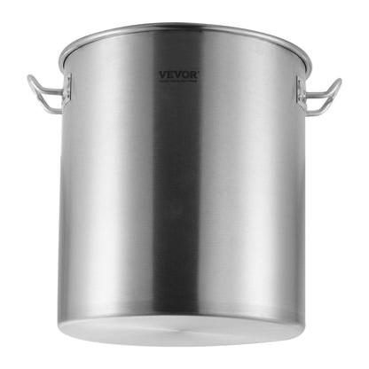 VEVOR Stainless Steel Stockpot, 42 Quart Large Cooking Pots, Cookware Sauce Pot With Strainer, Lid, And Handle, Heavy Duty Commercial Grade Stock Pot, Sanding Treatment, For Large Groups Events Silver