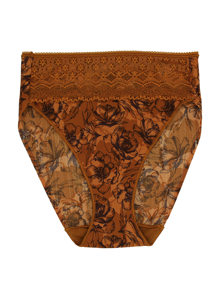 Lace Trim High-Cut Brief