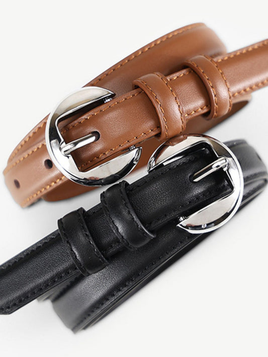Round Buckle Leather Belt