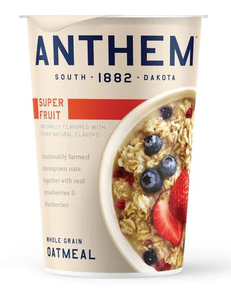 Anthem Oats - Oatmeal Whole Grain Super Fruit (Pack of 6) 3.25 Oz