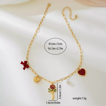 18K Gold-Plated Alloy Chain Necklace with Pendant
