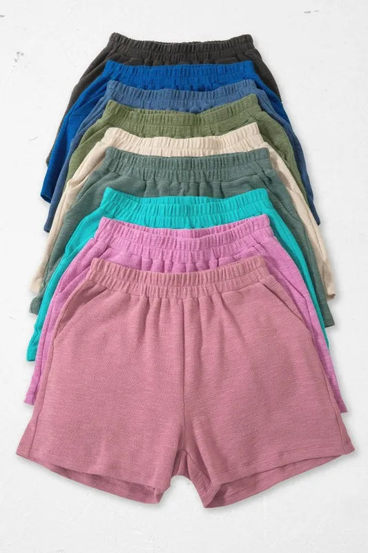 Zenana Cotton Slub Shorts