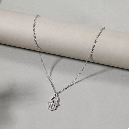 Zinc Alloy Rhinestone Evil Eye Necklace