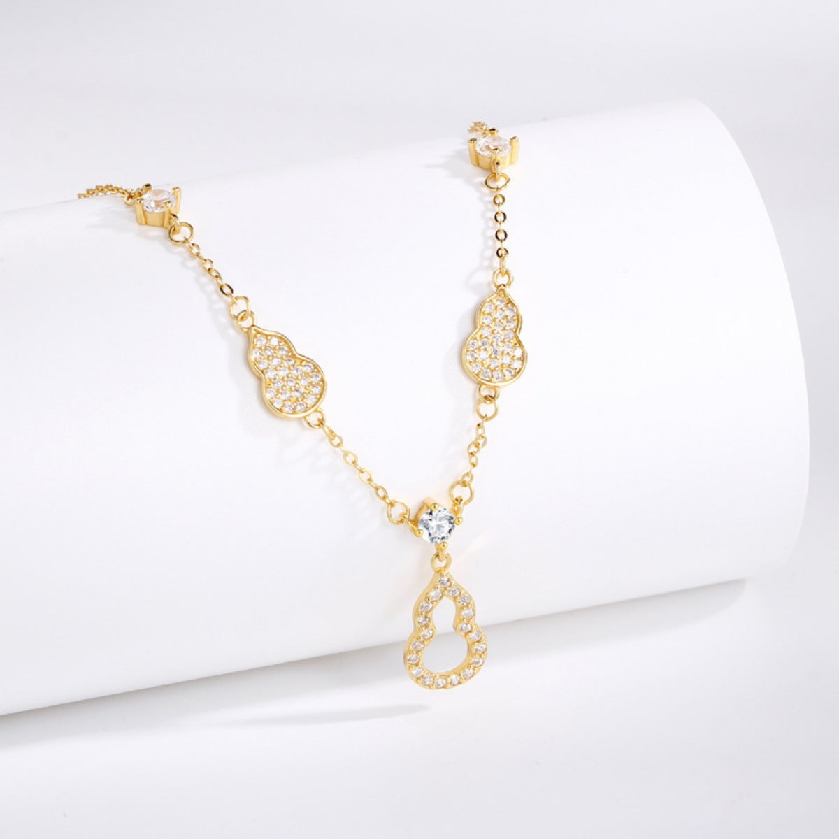 925 Sterling Silver Zircon Gourd Necklace