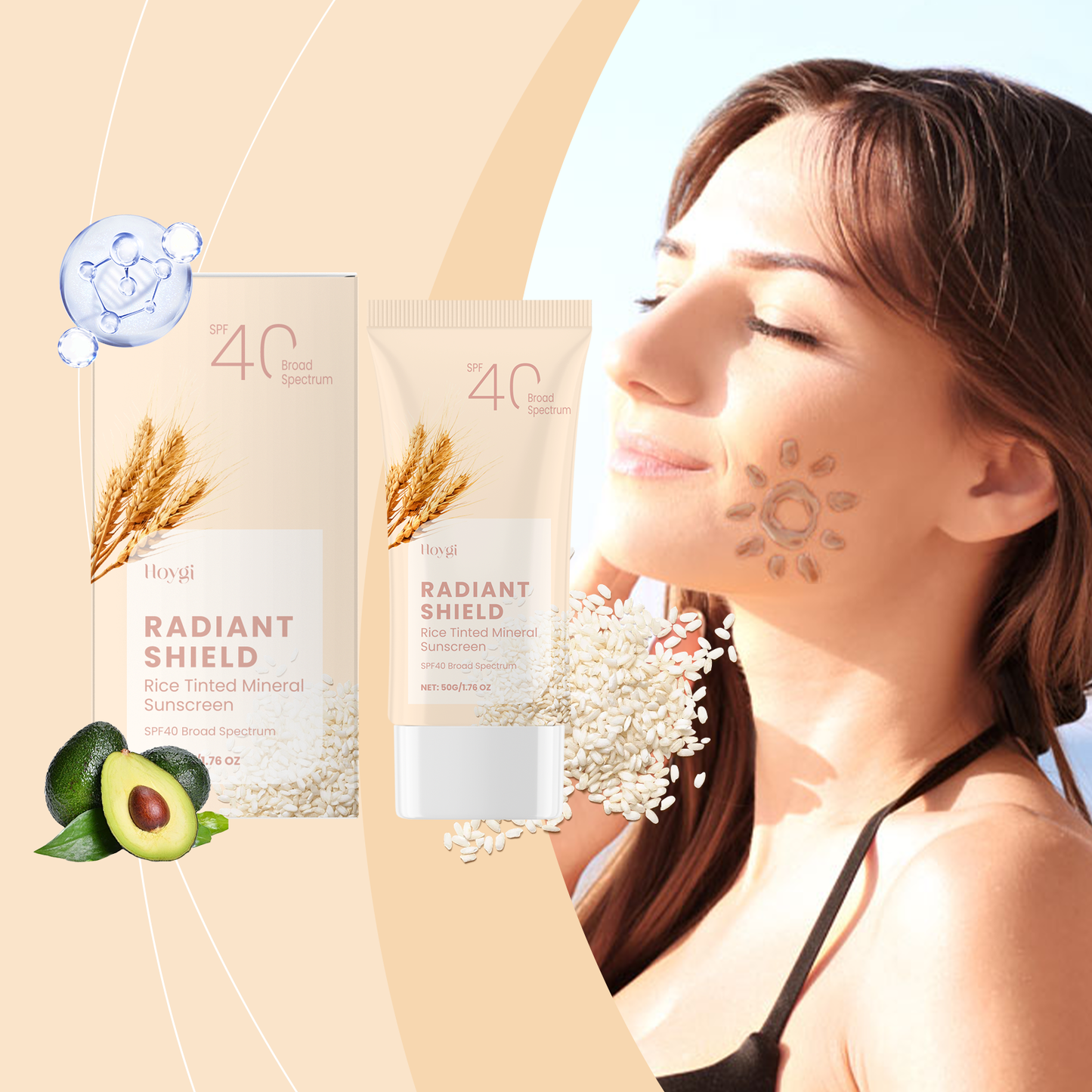 Hoygi Gentle Protective Cream Facial Moisturizing And Brightening Skin Isolation Care Light Refreshing Non-Sticky Protective Cream