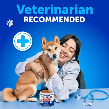Dog Allergy Relief Chews Itching Skin Relief For Dogs Fish Oil 3 Seasonal Allergies Pills Skin & Coat Anti ItchHot Spots Treatment Canine Immune Health Supplement 120 Soft Treats