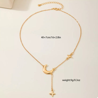 18K Gold-Plated Moon and Star Gold Chain Necklace