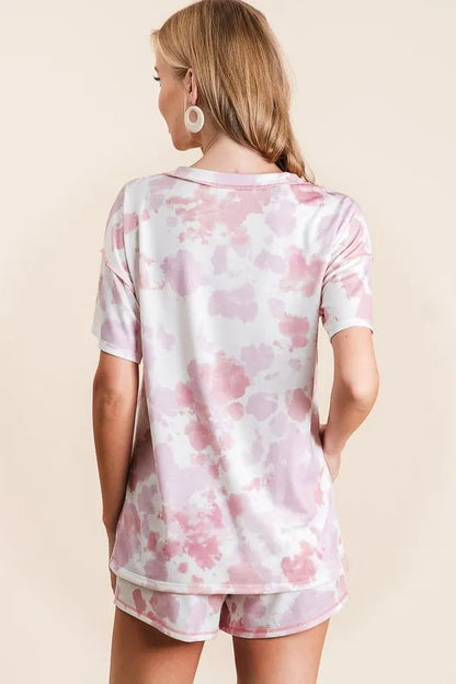 BiBi Tie Dye Print Terry Shorts With Side Pockets