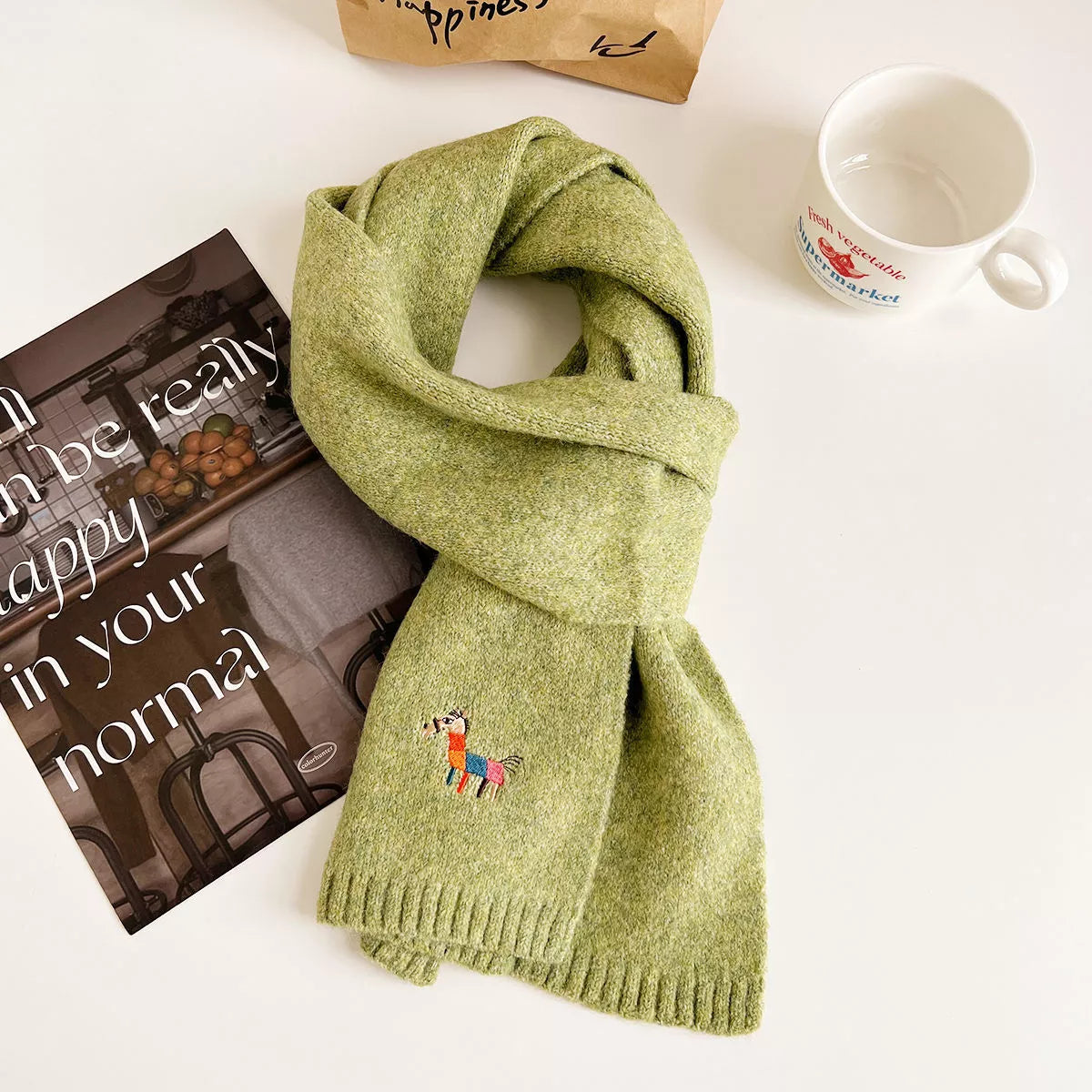 Embroidered Warm Winter Scarf