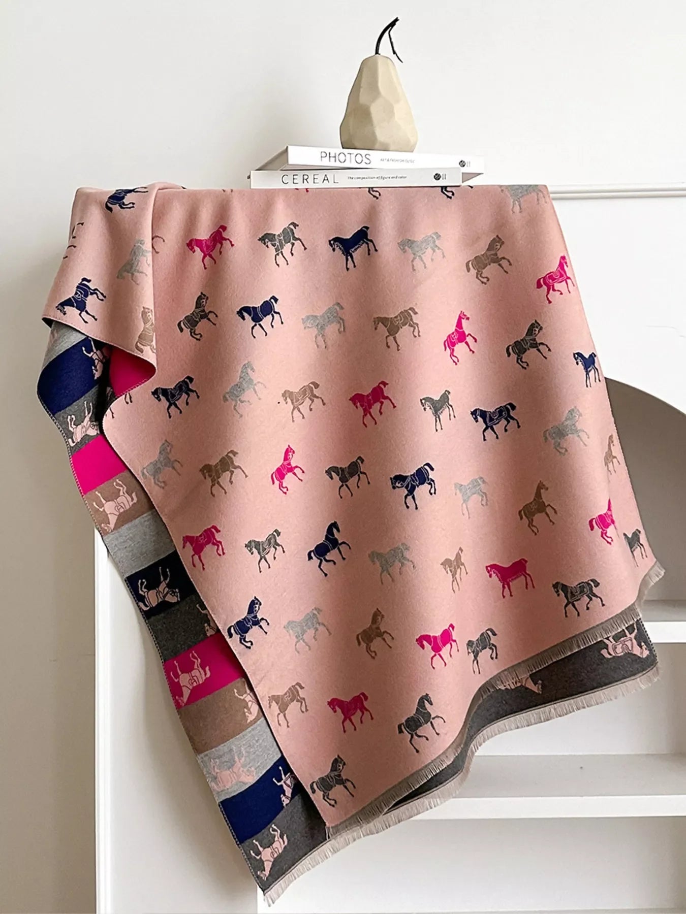 Horse Print Raw Hem Scarf