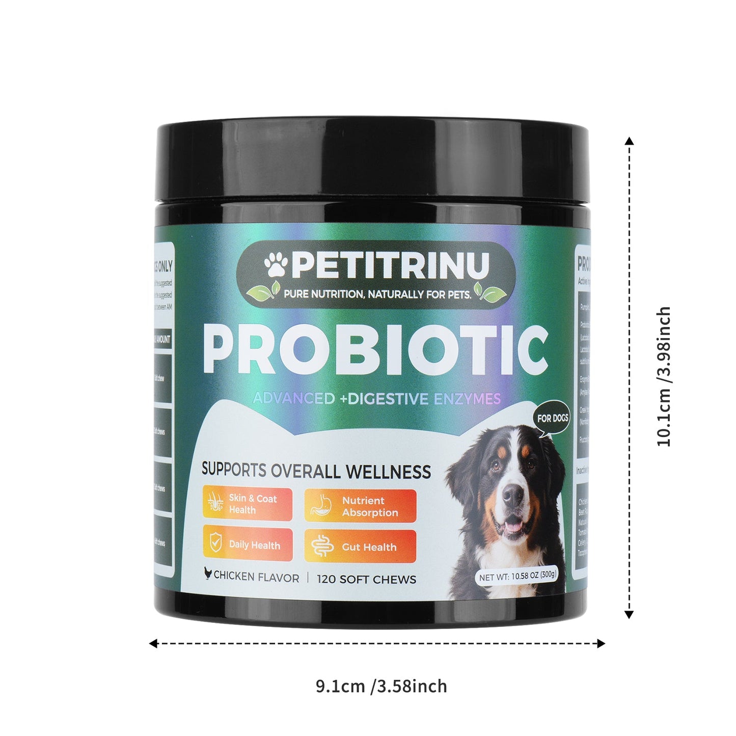 Comprehensive Dog Probiotic & Digestive Enzymes Supplement, 120 Soft Chews Chicken Flavor, Supports Skin & Coat, Nutrient Absorption & Gut Health