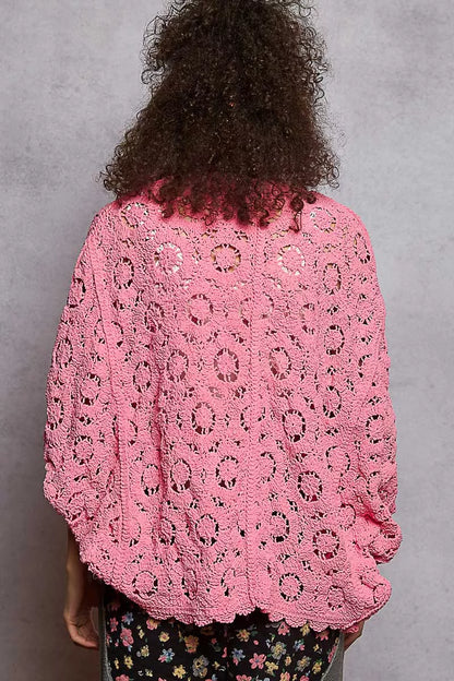 POL Floral Pattern Open Front Cardigan