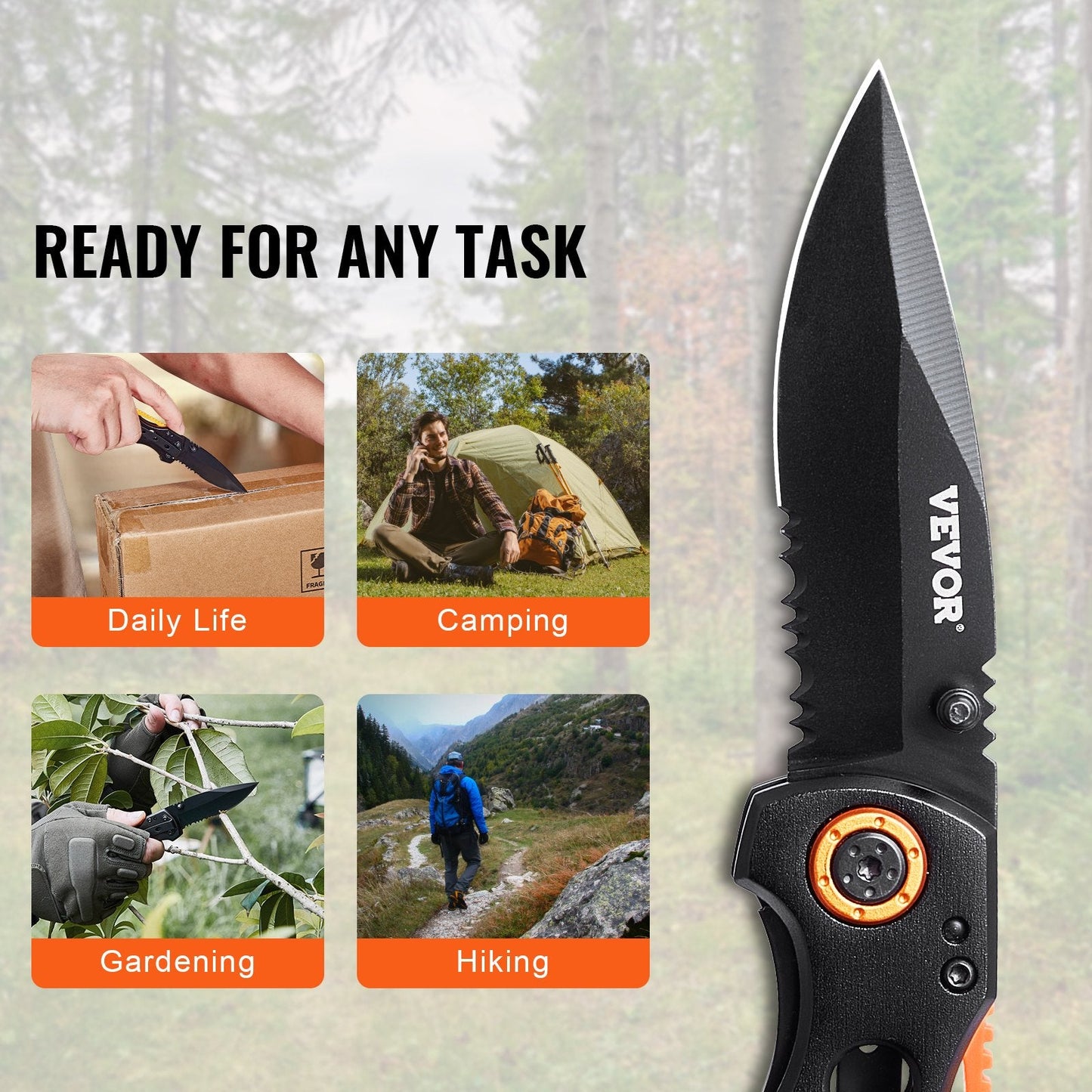 Folding Pocket Knife Mov Blade Aluminum Handle Sharp