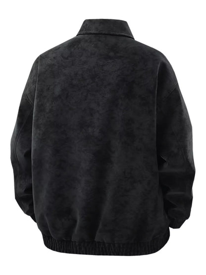 Men's Plus Size Zip Up Leather Jacket