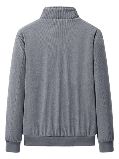 Men's Plus Size Full-Zip Bomber Corduroy Jacket with Sherpa Lining