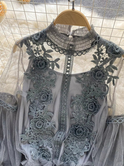 Floral Lace Blouse & Cami Set