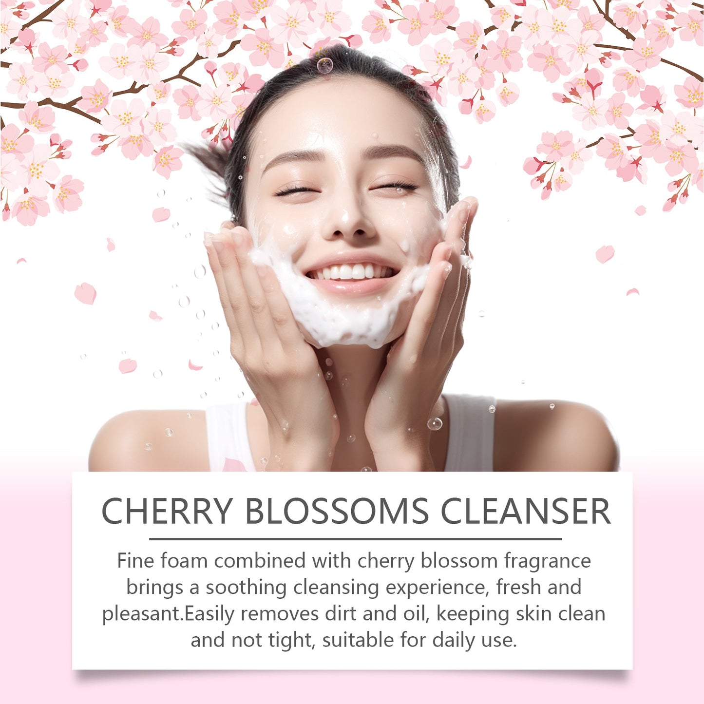 Jaysuing Cherry Blossom Hydrating Cleanser Cleanser For Facial Skin Is A Smooth, Hydrating, Oil-Control Cleanser