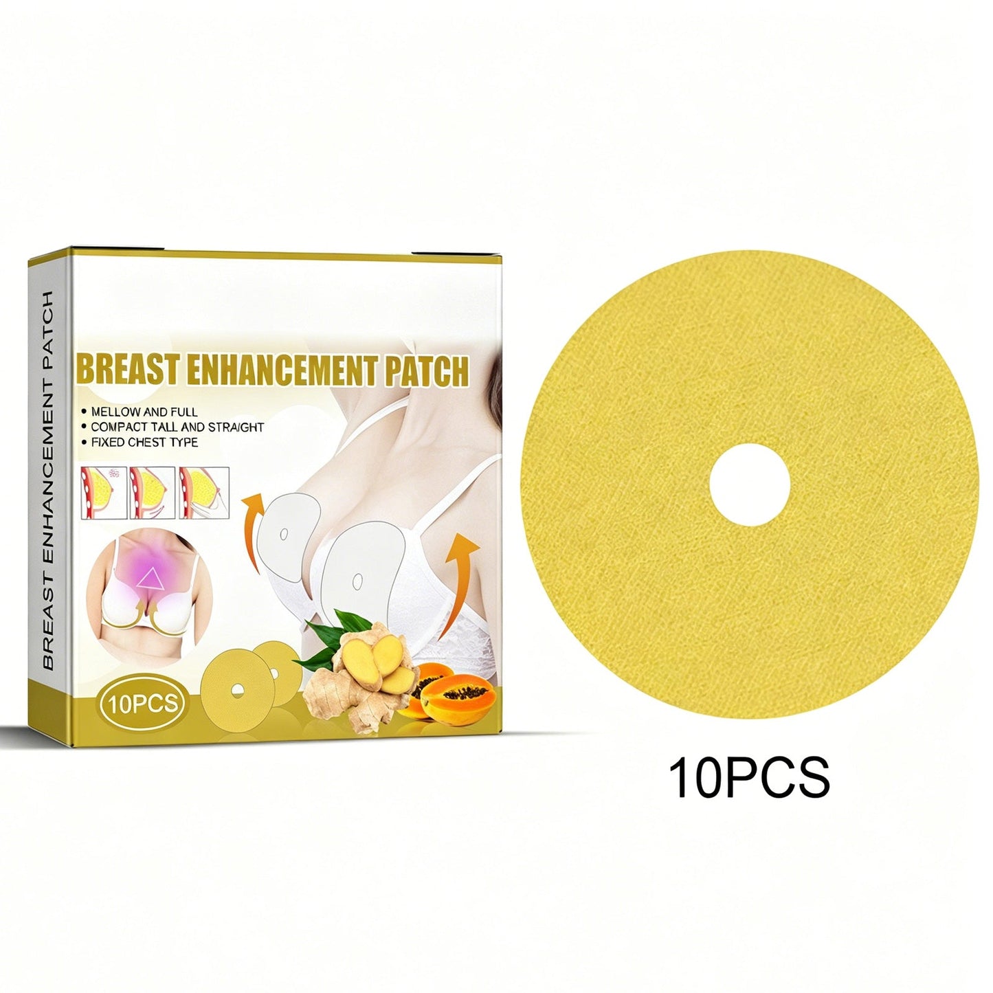 Ginger Papaya Breast Enhancement Patch, Firming Lifting Bust Care Stickers For Fuller Plump Chest, 10 Pcs