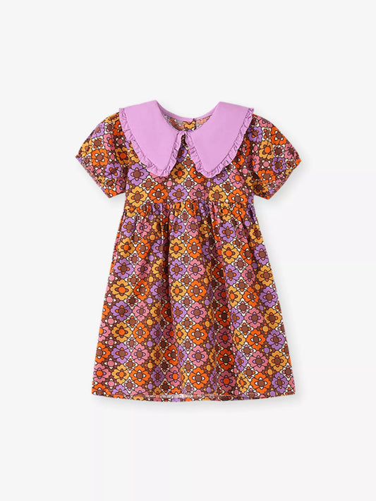 Children's Floral Print Peter Pan Collar Dress