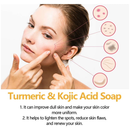 EELHOE Turmeric & Kojic Acid Soap, Gently Clean Face Fade Spots Brighten Skin Tone Moisturize And Moisturize Even Skin Tone
