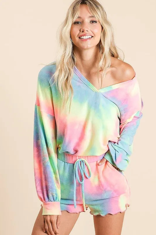 BiBi Tie Dye French Terry Top and Shorts Set
