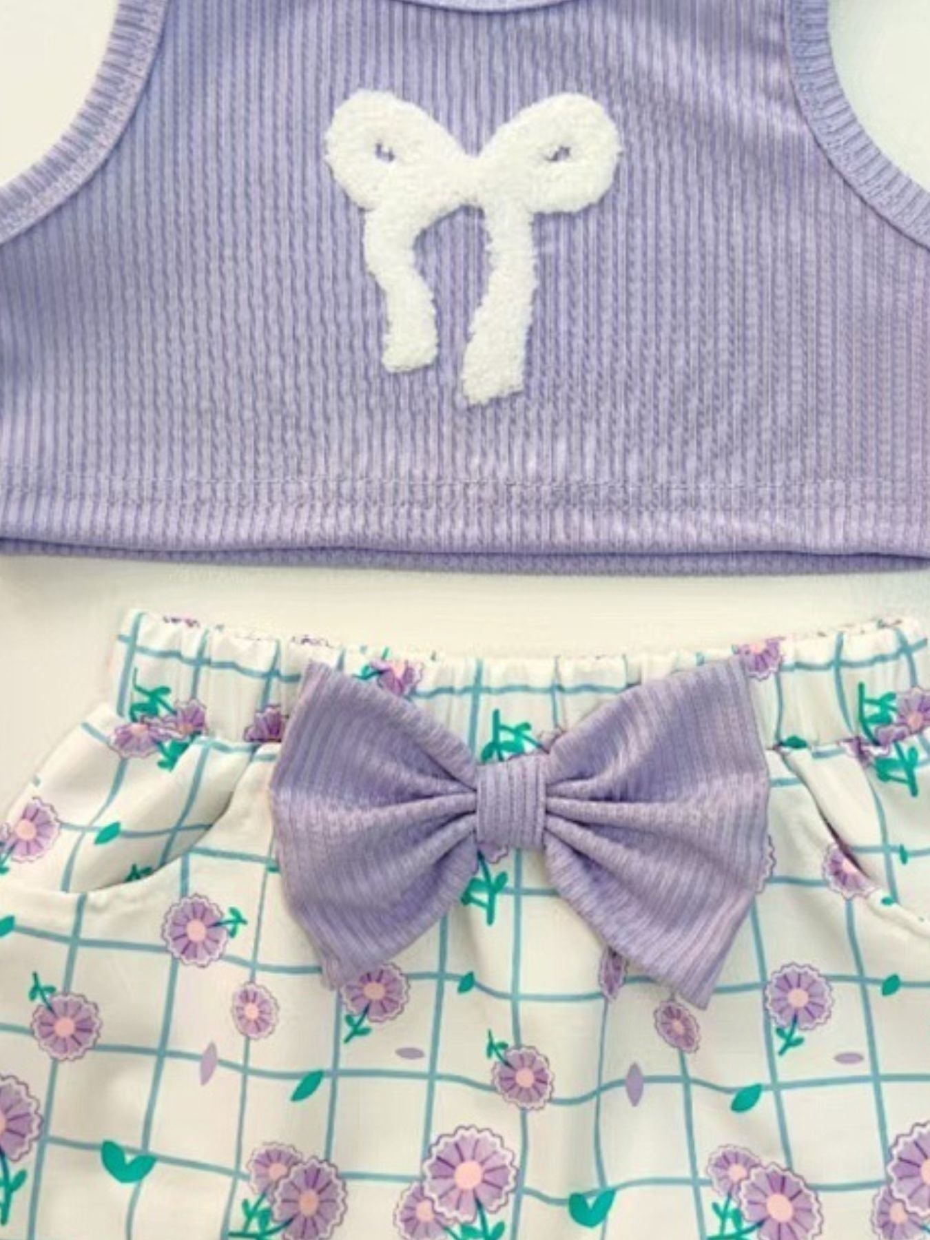Children's Bowknot Tank Top and Skirt Set
