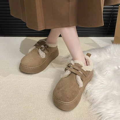Double Buckle Fur-Lined Winter Ankle Boots
