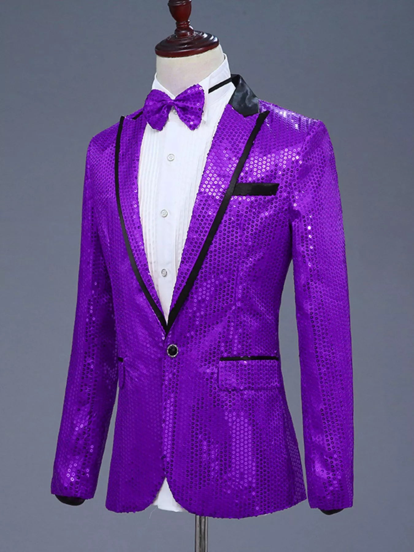 Men's Full Size Sequin One Button Long Sleeve Blazer Plus Size