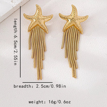 18K Gold-Plated Starfish Fringe Drop Earrings