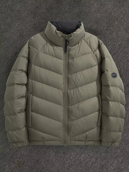 Men's Plus Size Zip Up Stand Collar Down Jacket