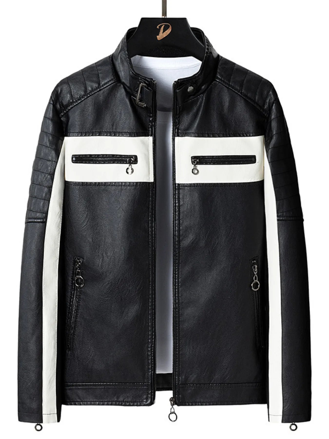 Men's Plus Size Zip Up Long Sleeve Contrast Jacket