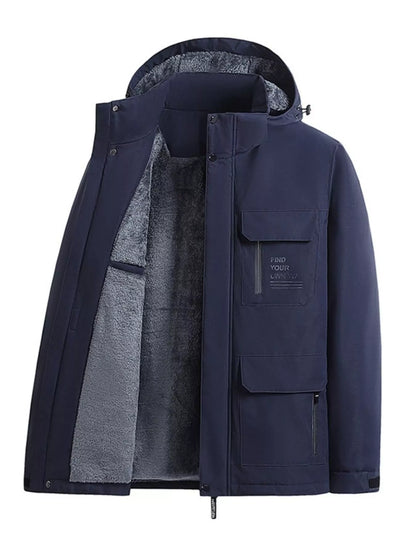 Men's Plus Size Warm Fleece Lined Hooded Winter Coat