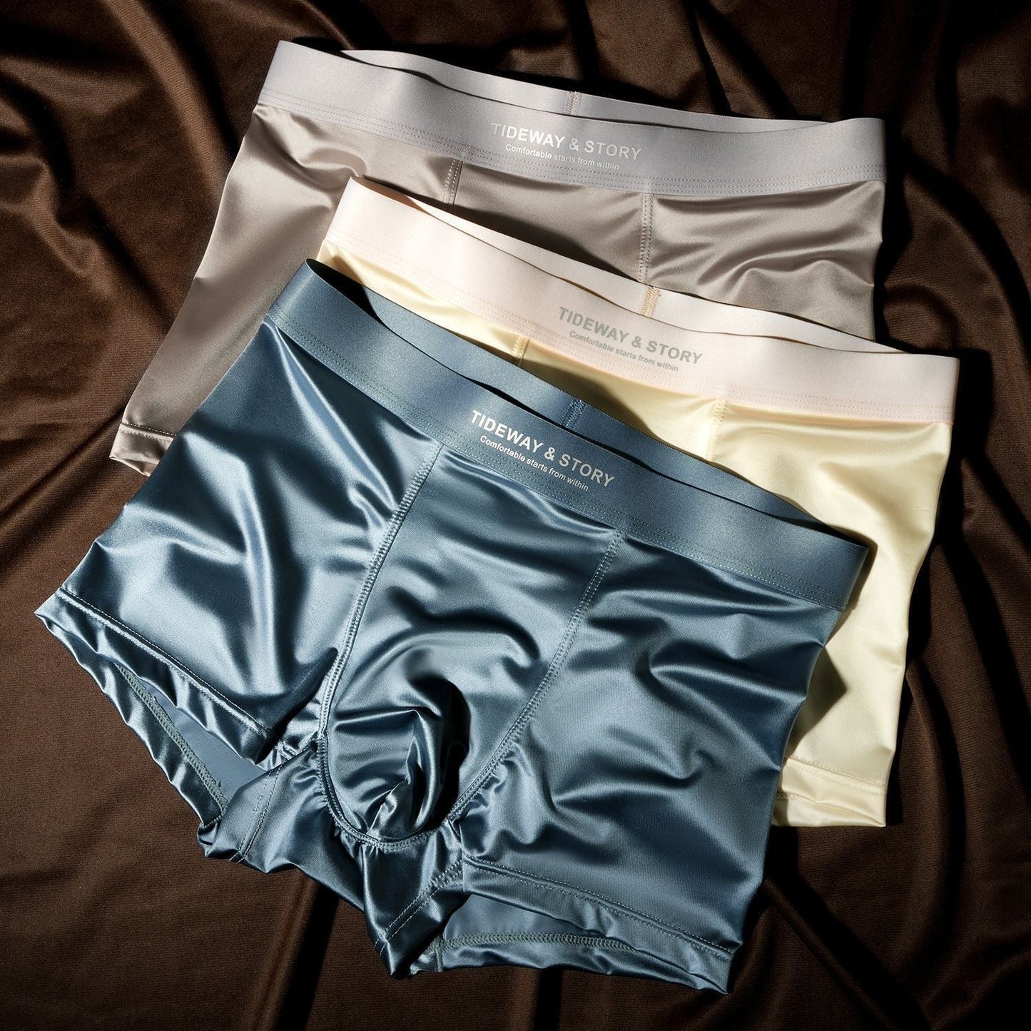 Ice Silk Mens Underwear Light Luxury Satin Boxers