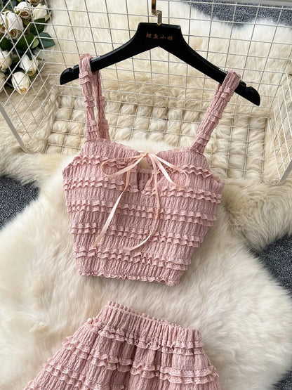 Ruched Crop Top and Maxi Skirt Set