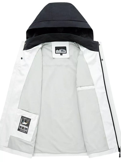 Men's Plus Size Two-Tone Hooded Outdoor Jacket