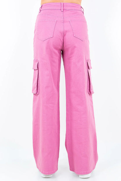 American Bazi Full Size Drawstring Wide Leg Cargo Pants Plus Size