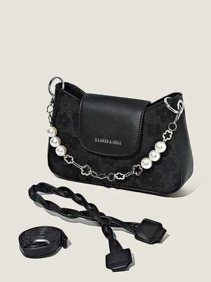 Pearl Chain Decor Shoulder Bag
