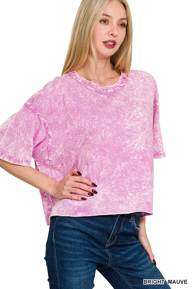 Zenana Acid Crinkle-Washed Oversized T-Shirt