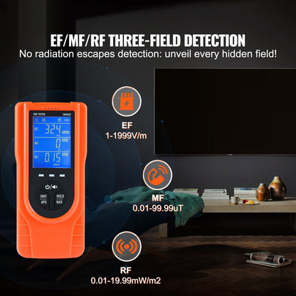 VEVOR  EMF Meter, 5Hz  3.5GHz, Handheld Rechargeable Electromagnetic Field Radiation Detector, Digital LCD EMF Tester For EF MF RF Home Inspections Outdoor Ghost Hunting Paranormal Equipment