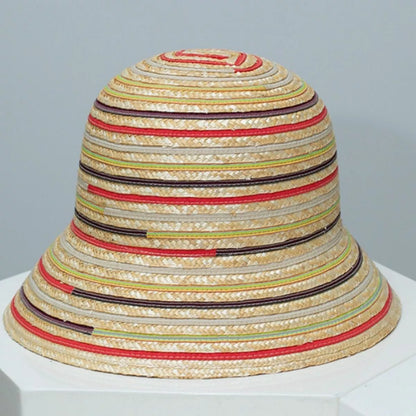 Striped Straw Bucket Hat