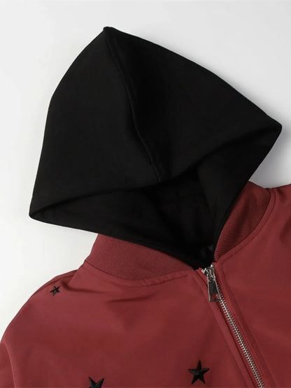Men's Star Zip Up Hooded Jacket