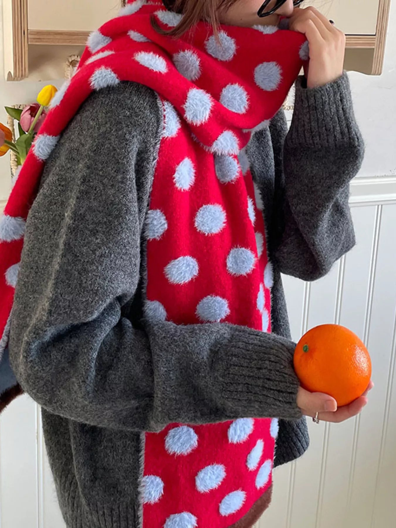 Fuzzy Polka Dot Scarf