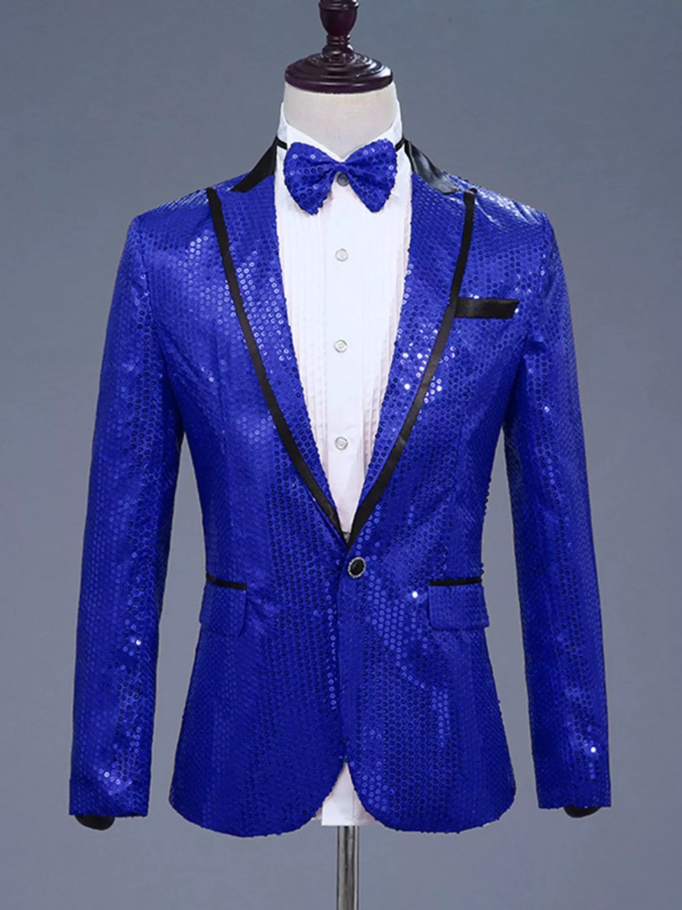 Men's Full Size Sequin One Button Long Sleeve Blazer Plus Size