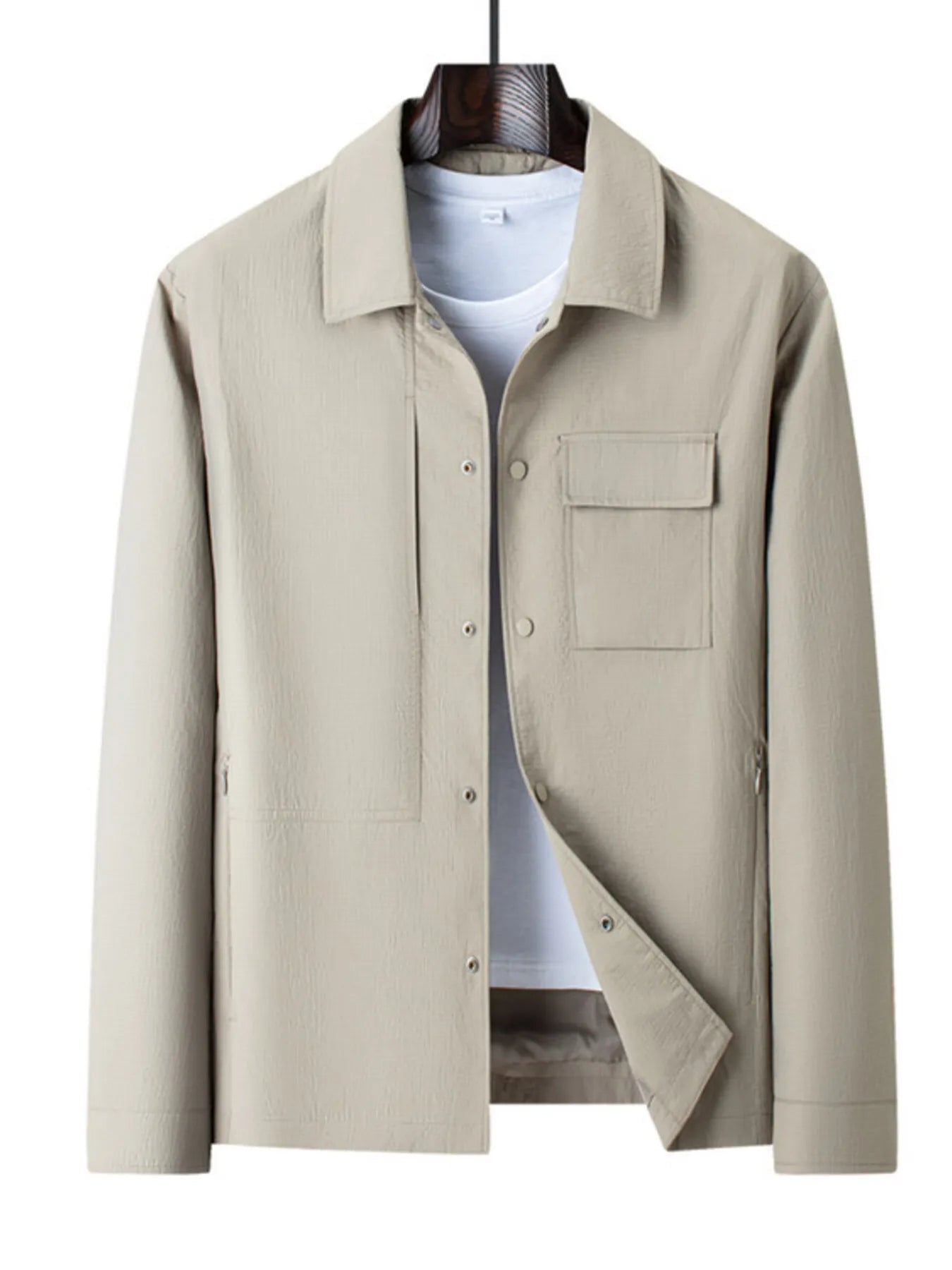 Men's Plus Size Snap Down Long Sleeve Jacket