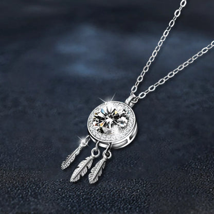 1 Carat Moissanite 925 Sterling Silver Dreamcatcher Pendant Necklace