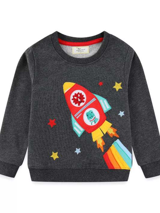 Children's Rocket Applique Crew Neck Sweatshirt