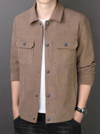 Men's Plus Size Casual Corduroy Button-Down Jacket