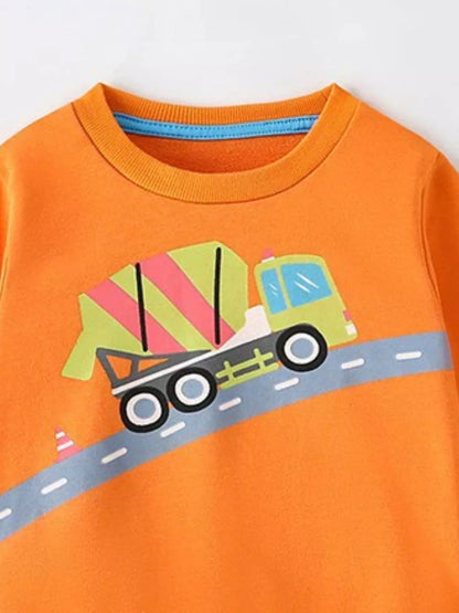 Children's Colorful Car Crew Neck Sweatshirt