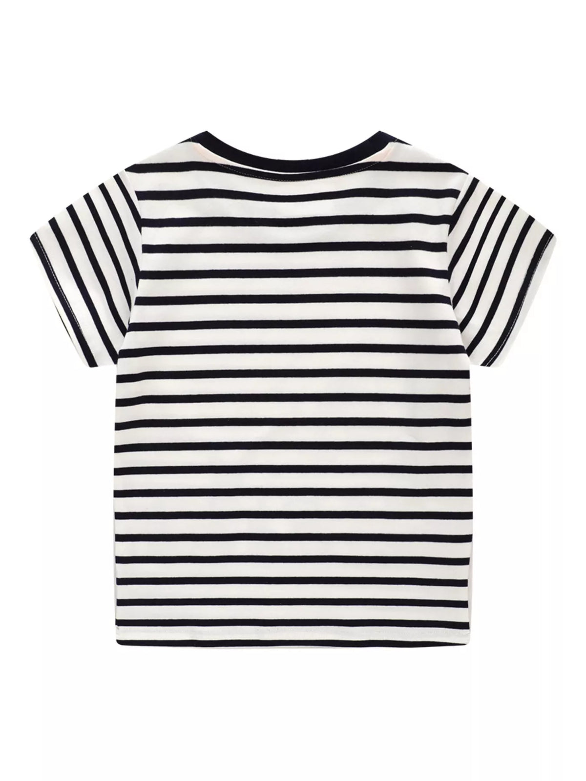 Children's Embroidered Striped Round Neck T-Shirt