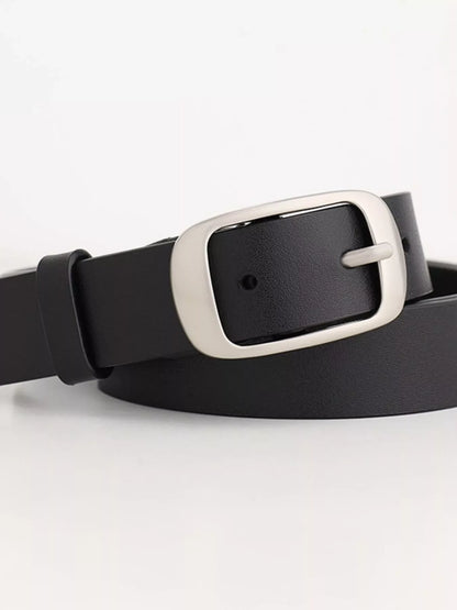 Leather Belt with Silver Buckle